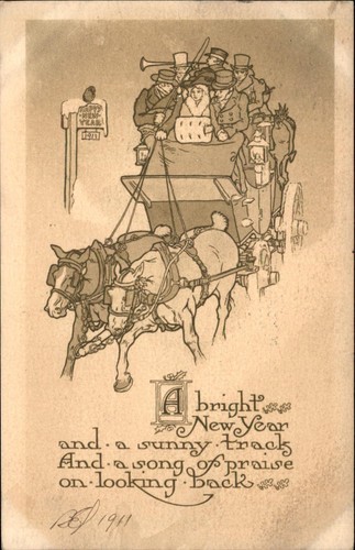 New year horse drawn - year's, sleigh