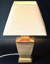 HOMEBASE Square Glazed Ceramic Light TABLE LAMP Linen Shade TCS 1545 PAT Tested