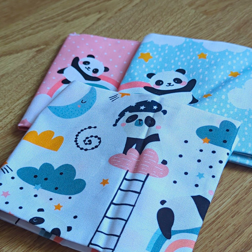 Panda rainbow clouds cotton - panda,