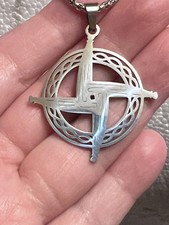 St. Brigid's Cross Ireland Irish Gaelic Stainless Steel Round Long 24”  Necklace