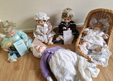 porcelain doll vintage Bundle X5 & Vintage Wicker Doll Crib Connie Walser Derek 