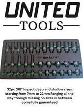 PRO DEEP & SHALLOW IMPACT SOCKET Set 3/8"Dr 32pc 7mm-22mm 6pt Hex Sockets Set