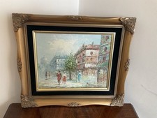 Original Signed Burnett Oil Painting on Canvas Parisian Street Scene