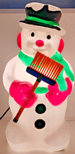 Vintage Blow Mould Snowman With Brush Christmas Outdoor Decoration 24inch Large!