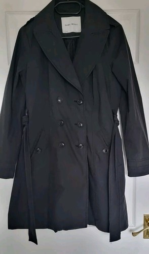 Zara black trent coat - black, m