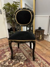 VERSACE STYLE MEDUSA HEAD FABRIC BLACK AND GOLD HIGH GLOSS CHAIRS