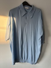 John Smedley Light Blue Cotton Polo Shirt XL