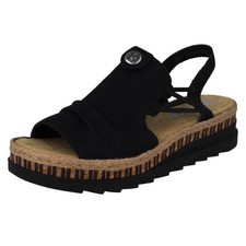 Ladies Rieker Soft Elasticated Slingback Closed Top Wedge Sandals V7972