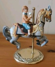 Willitts "Boy On A Carousel Horse" Ceramic Figurine On A Brass Stand