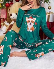 Christmas corgi dog Novelty Ladies women's Pyjamas pjs size 10 12/14 16  SALE