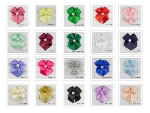Satin ribbon bows with pearl - ribbon,