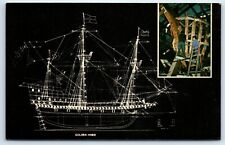 Postcard Golden Hind Ship working plan replica construction posted 1973