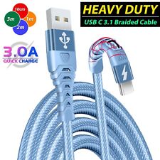 HeavyDuty USB Type C Charging Cable Braided Fast Phone Charger Long Lead 2m 3m