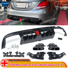 For Mercedes C Class W205 AMG Line C63S Brabus Style Gloss Black Rear Diffuser