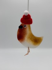 Robin Bird Fused Glass with