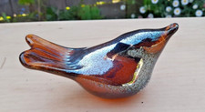 Glass Art Dark Brown Glass Bird Ornament / Paperweight.