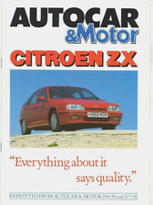 Citroen ZX Road Tests 1991 UK Market Brochure Autocar & Motor Avantage Volcane