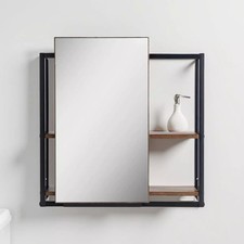 Sliding Door Bathroom Mirror Storage Cabinet Sliding Mirror Door 2 Shelves UK 
