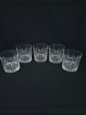 Set of 5 Cut Crystal Whiskey Tumbler Glasses