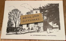 Mid C20th PC Whitestone Devon/ St Catherines Church Sketch Card/ Noel Tatt