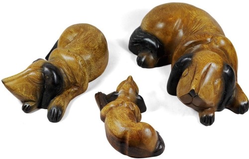 Wooden dog ornament sleeping - ornament,