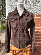 Levi’s Real Suede Leather Trucker Jacket Womens Large 12 U.K.  Black Gold Tab