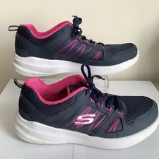 Ladies Skechers Lite Weight Memory Foam Trainers Size UK 5 Navy/Pink