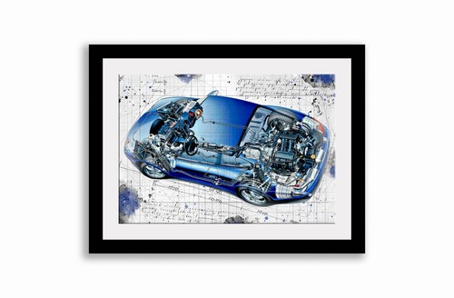 Line tech drawing porsche 996 - drawing,