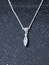 Swarovski Clear Ivory Drop Rhodium Plated Necklace Pendant