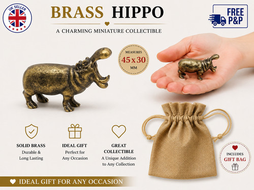 Mini solid brass hippo - mini,
