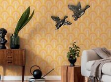 Flying DUCKS Mallard X2 Ceramic Wall Plaques Black  80/90s Vintage Retro VGC