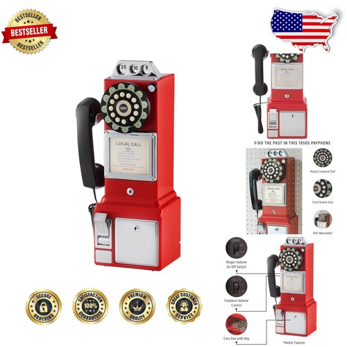 Vintage 1950s red payphone - 1950s,