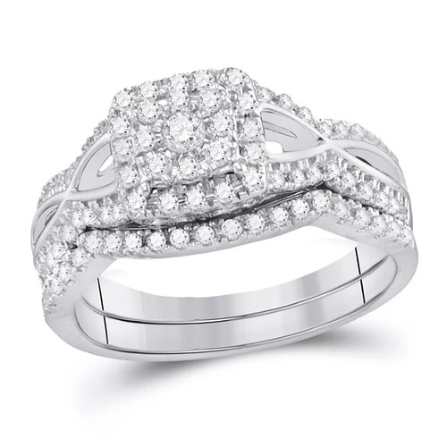 49ctw diamond halo cluster - 0.49ctw,