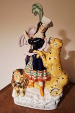 Staffordshire Pottery Death Of The Lion Queen Antique Figure