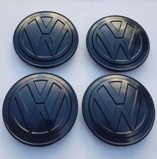 VW 4 x 65mm BLACK wheel centre caps 5G0601171