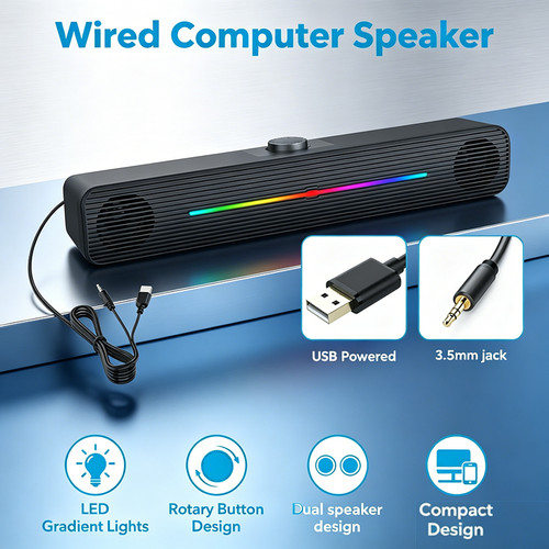 Led usb wired gaming - wired, computer