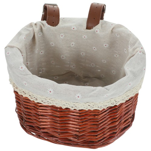 Brown bamboo woven bike - brown, basket