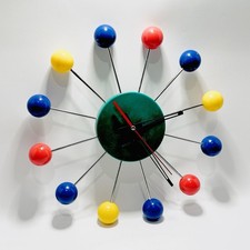 George Nelson Style Retro Wall Ball Clock Tested & Working 