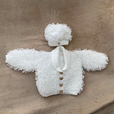 Hand Knitted White Loop Jacket