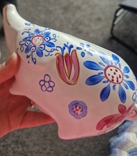 Arthur Wood Small Vintage Hand Painted Ceramic Floral Pig Piggy Bank