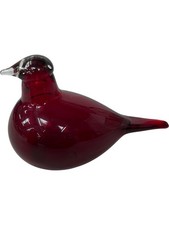 Glass Figurine Iittala Red Bird Decorative Ornament Signed Toikka