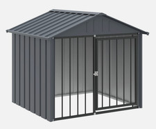 DOG HOUSE KENNEL with Roof - Galvanised Steel Cage/Crate (vidaXL)