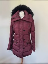 Stunning Michael Kors Women Jacket Burgundy Fur Puffer Down Feather L £220 14/16