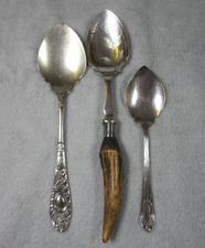 3 Lovely Vintage EPNS Silver Plate & Horn Handle Jam Preserve Spoons