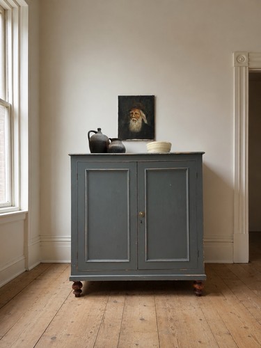 Antique painted linen cupboard - antique,