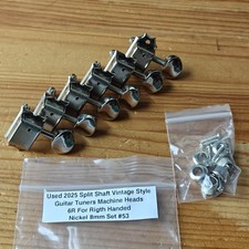 Used Vintage Style Split Shaft Guitar Tuners Nickel 8mm Right Handed 6R Set #53