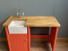 Freestanding Belfast Butler Sink Unit With Appliance Gap Oak Worktop. Handmade