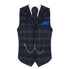 Plaid Lapel Wool Waistcoat