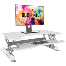 Duronic Sit-Stand Desk DM05D1 WE [WHITE] | Height Adjustable Office Workstation 