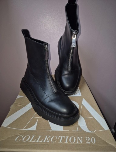 Zara black leather - black, zip